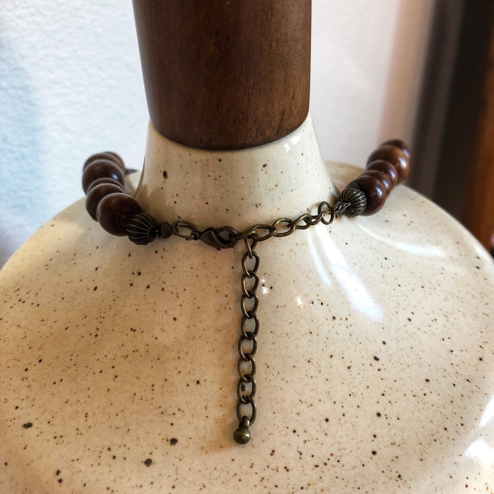 Brown Wooden Bead Necklace - Picture 3 of 3